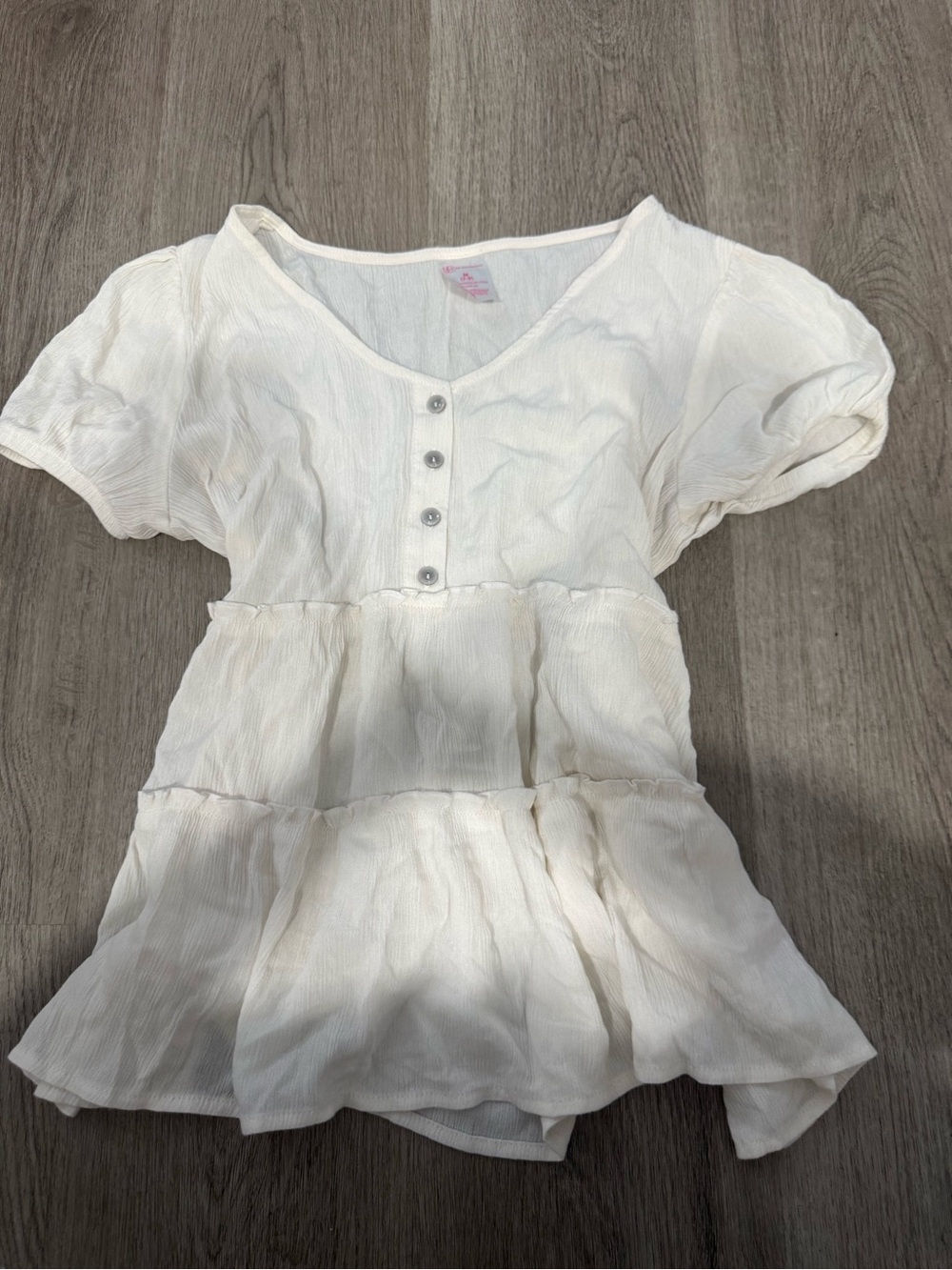 White Tiered Button Front babydoll top y2k